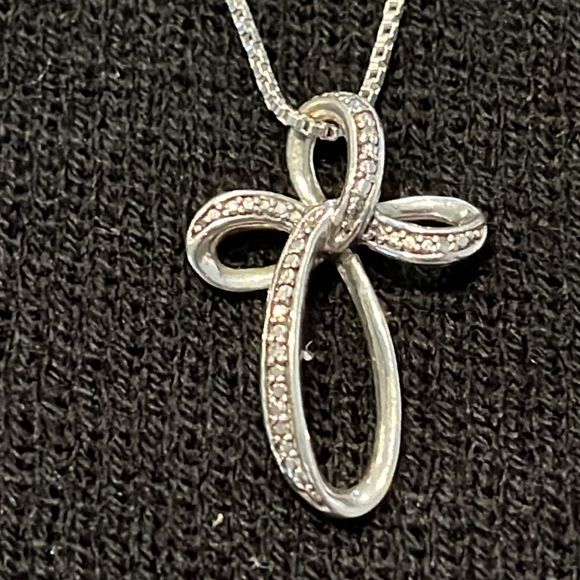 Sterling Silver Slide Cross Necklace - Picture 2 of 7